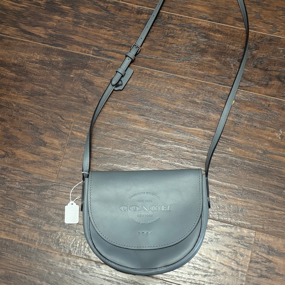 Coach Slate Gray Pebbled Leather Crossbody Bag